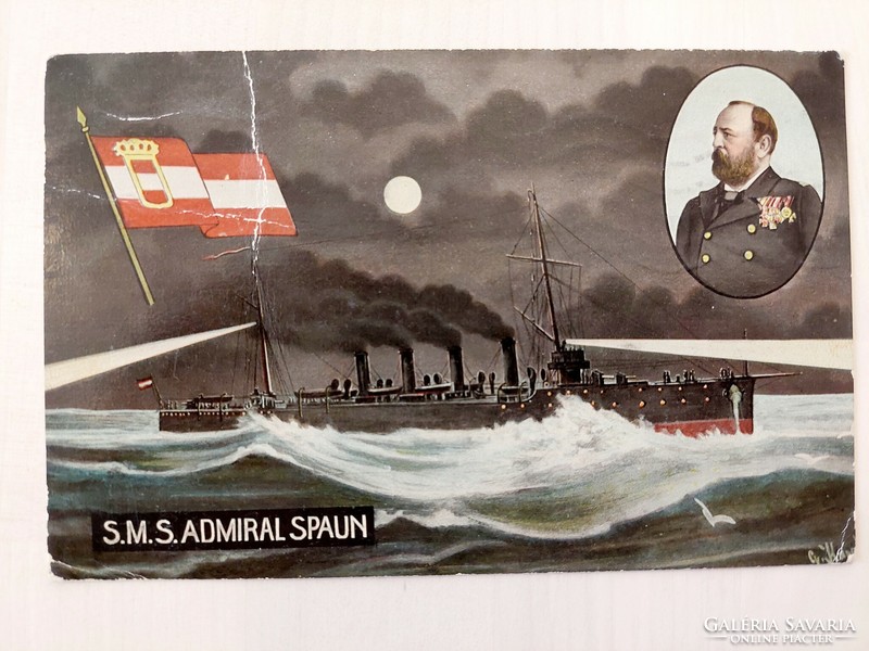 Admiral spaun, ship of the Austro-Hungarian navy, i. World War postcard