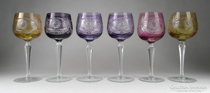 1I248 old crystal glass stemware set of 6 pieces