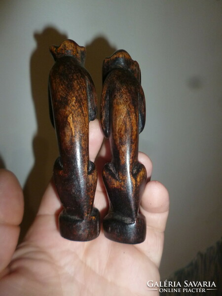 Pair of carved wooden monkey figurines