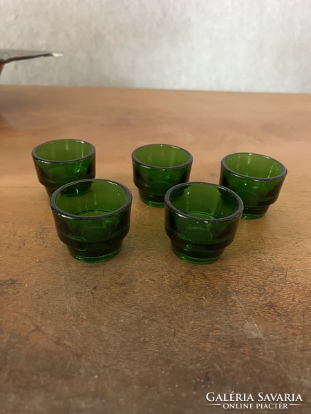 Molded glass half glasses, old, 5 pieces, for home decoration.