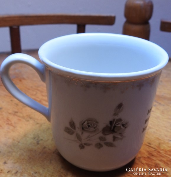 Rose pattern mug with German inscription