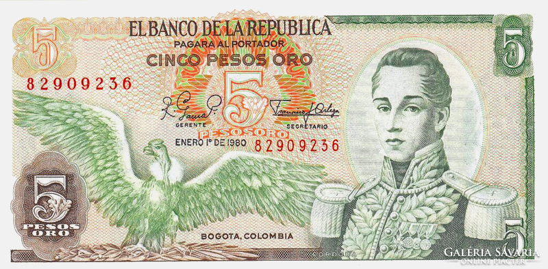 Kolumbia 5 peso 1980 UNC
