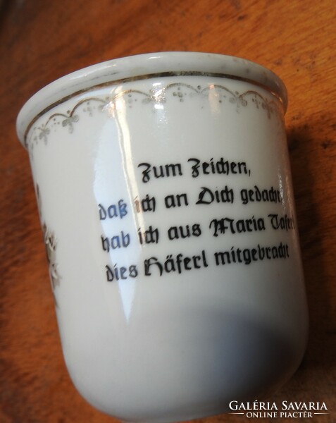 Rose pattern mug with German inscription