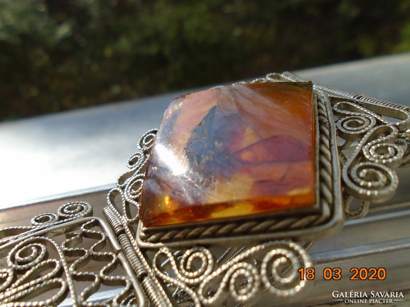 Antique spectacular large amber very rare filigree bracelet