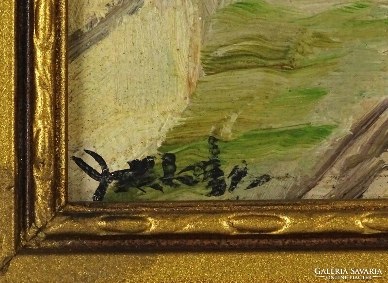 1I658 XX. századi festő : Falusi utcarészlet képpár