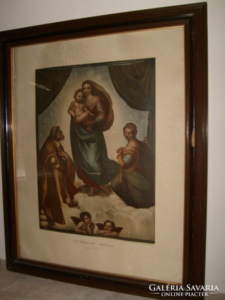 M1-12 f real rarity rafaelo: die sixtinische madonna glass plate 20 kg frame 110x90 cm discounted