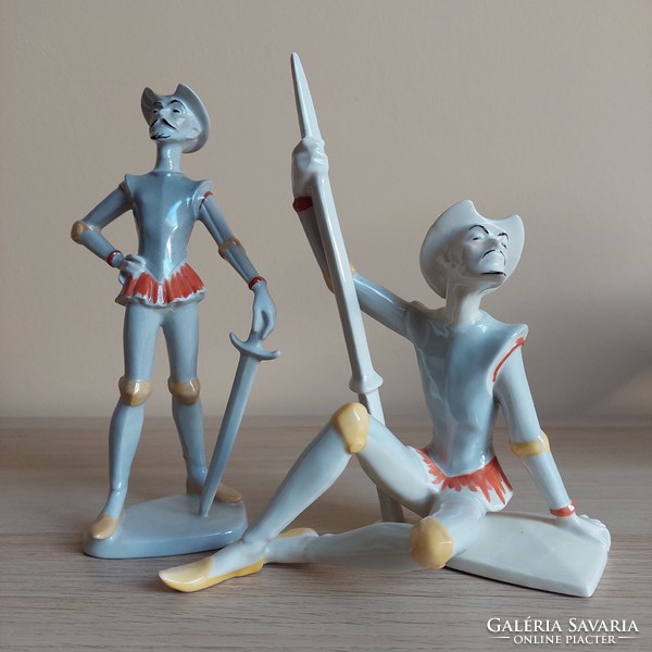 Ritka gyűjtői Veress Miklós Kőbányai Porcelángyár ( Drasche) Don Quijote figurák