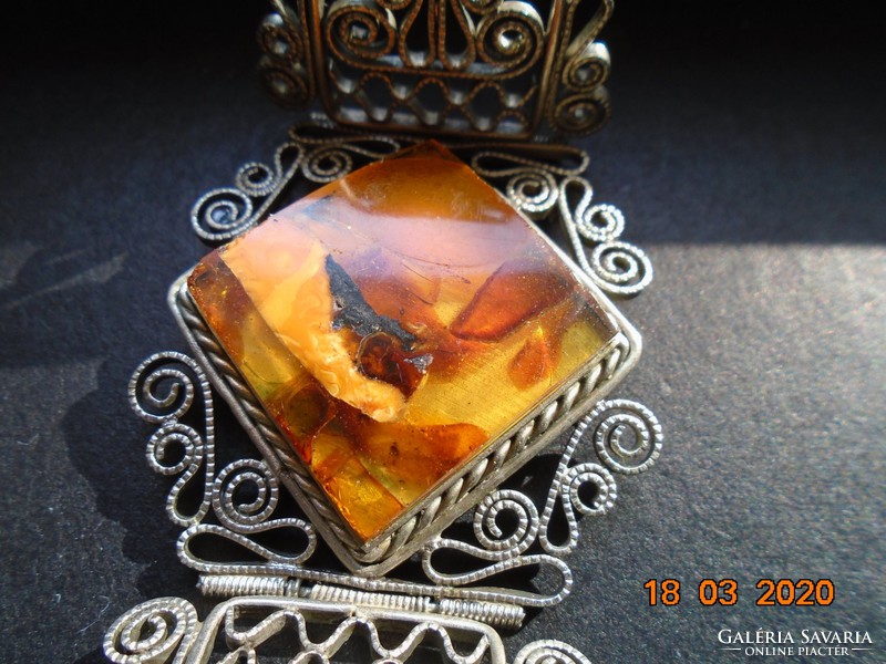 Antique spectacular large amber very rare filigree bracelet