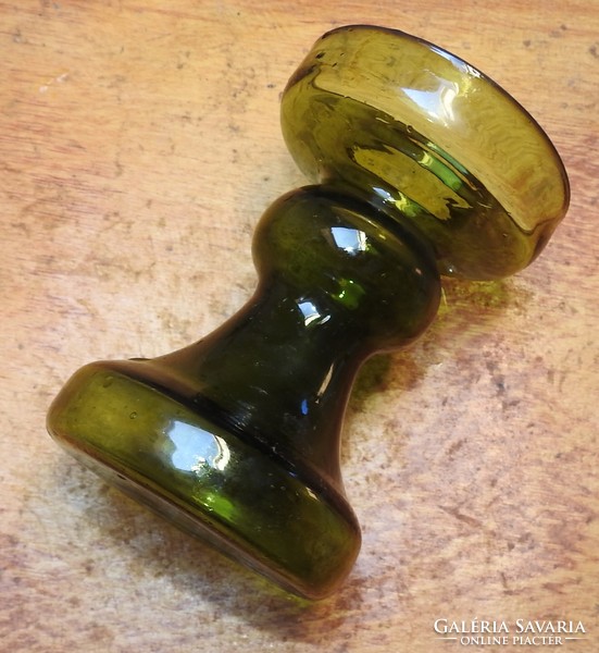 Green table glass vase / candle holder