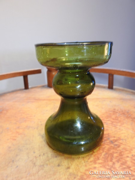 Zöld asztali üvegváza / gyertyatartó