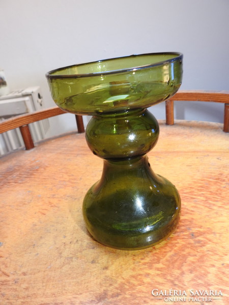 Green table glass vase / candle holder