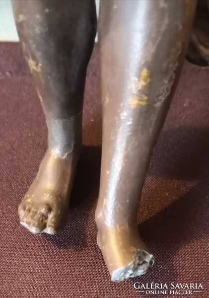 DT/111 - Fürdeni készülő hölgy – Szecessziós bronzírozott antik ón szobor