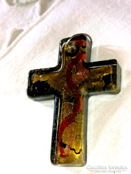 Murano cross glass pendant 27.