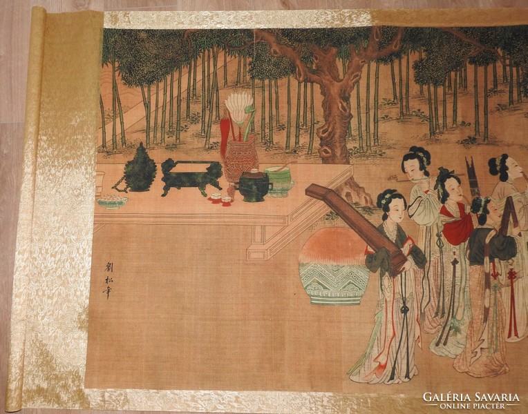 A huge marked Chinese scroll painting