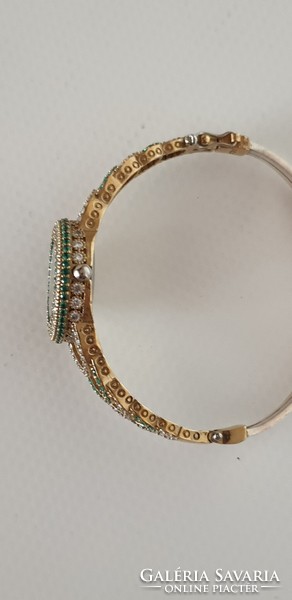 Gold-plated silver (925) women's, stone, jewelry watch, wristwatch