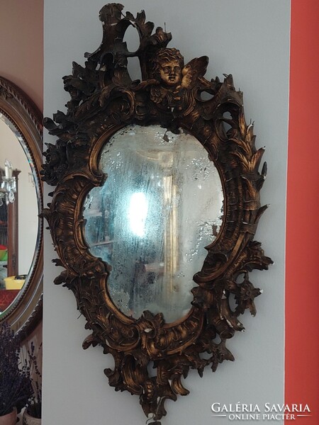 Angyal díszítéses nagyméretű tükör  115  x 70 cm Budapesten is átvehető!