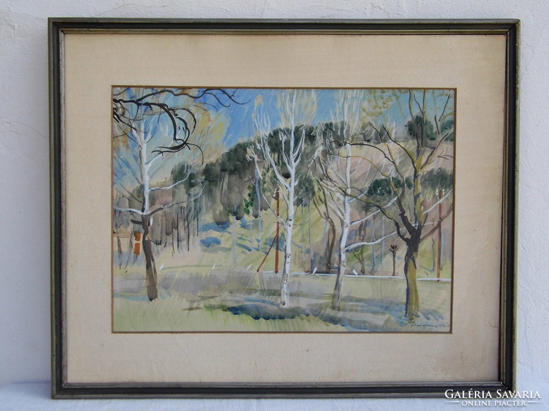 Udvary Pál : Fonyódi részlet (28 x 39 cm) akvarell, 1964 k.