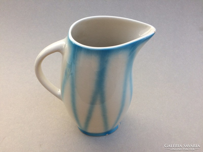 Old large size 24 cm kp granite blue striped jug vintage pouring water jug