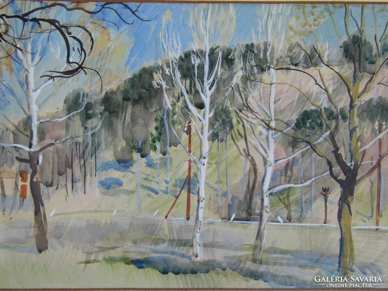 Udvary Pál : Fonyódi részlet (28 x 39 cm) akvarell, 1964 k.