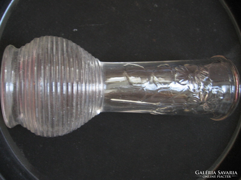 Retro  art deco árvácskás, csíkos préselt üveg váza, kiöntő