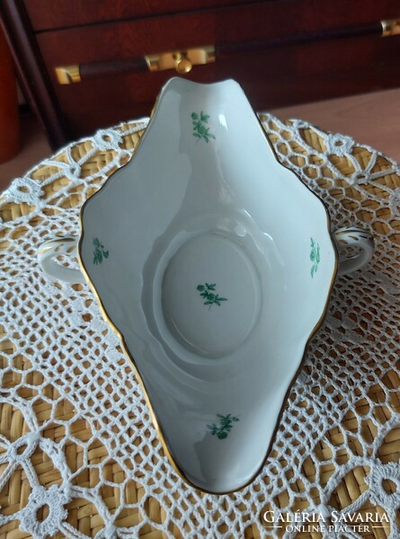 Antique Herend green bouquet de tulip centerpiece, sauce - gravy bowl, offering, flawless, marked