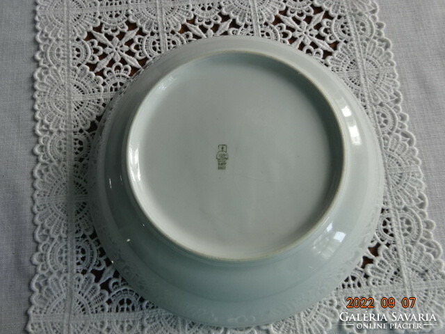 Zsolnay porcelain, antique, deep plate with blue stripes. He has!