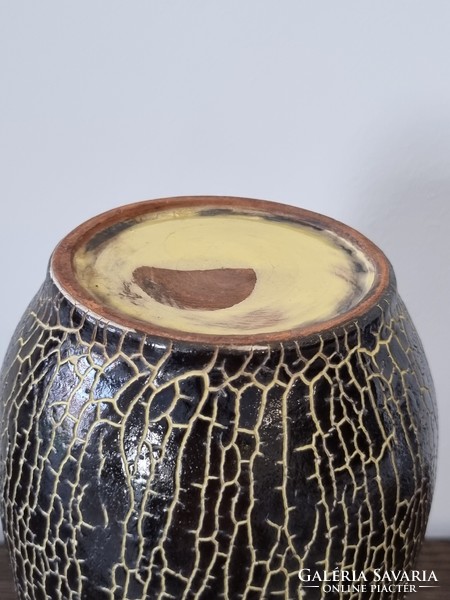 Decorative applied arts ceramic vase with cracked glaze - 26 cm