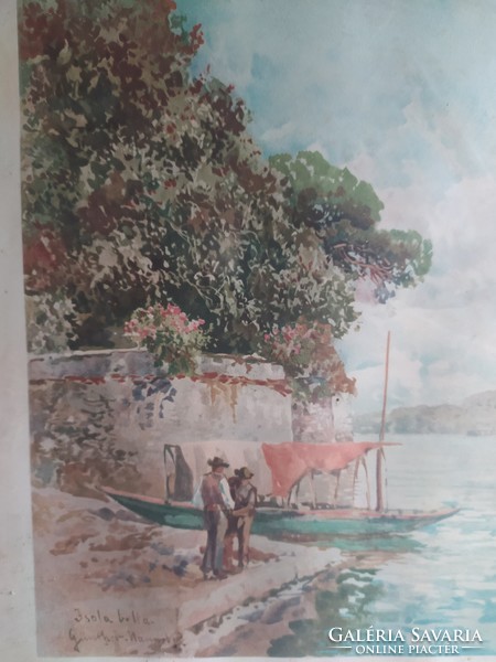 ISOLA BELLA  SZIGNÁLT FESTMÉNY EREDETI KERETÉBEN, HIBÁTLAN 52x40 CM