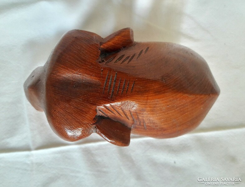 Hand-carved teak elephant statue from Thailand, also suitable as a bookend