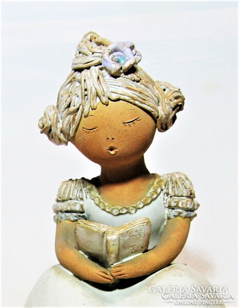 Győrbíró enikő - reading girl ceramic figure