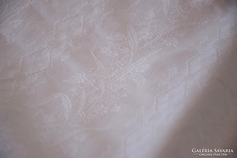 Antik Régi Hatalmas Giga Ünnepi Ritka Nagy damaszt asztalterítő terítő abrosz csipke betét 186 x 176