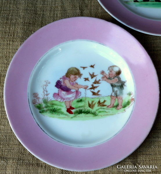 Antique porcelain children's plate, children's plate, fairy tale plate