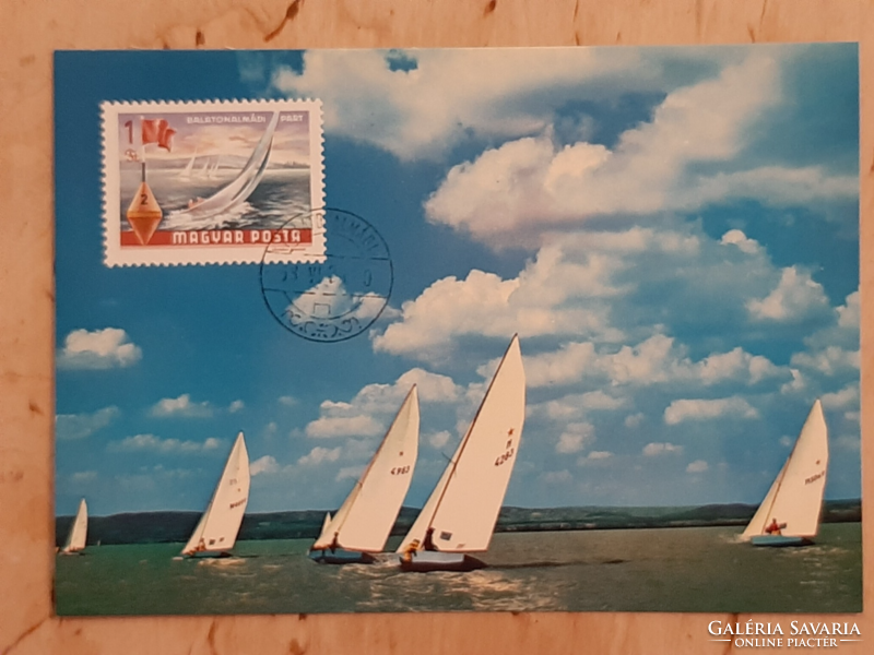 A rarity! 1968 - Balaton ii released in Ban. Stamp line with first-day stamping on postcards from Balaton