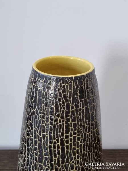 Decorative applied arts ceramic vase with cracked glaze - 26 cm