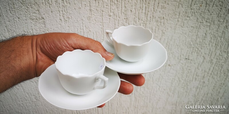 Herend coffee mocha cup with base, white, flawless 2 pcs