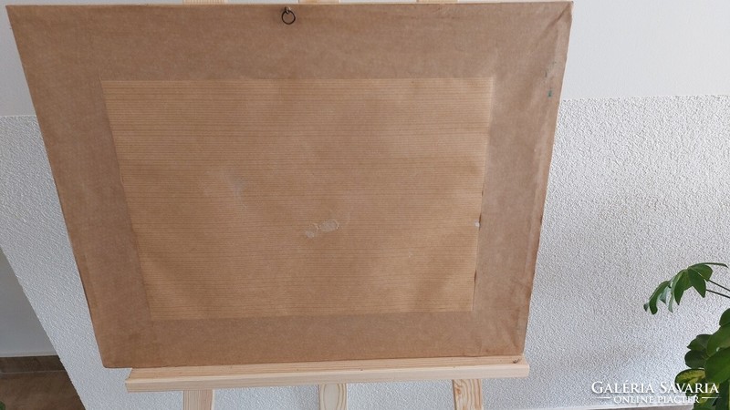 (K) Szignózott absztrakt kép 53x42 cm kerettel