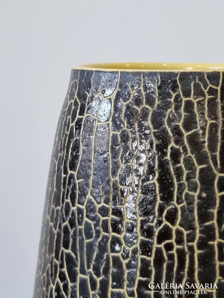 Decorative applied arts ceramic vase with cracked glaze - 26 cm