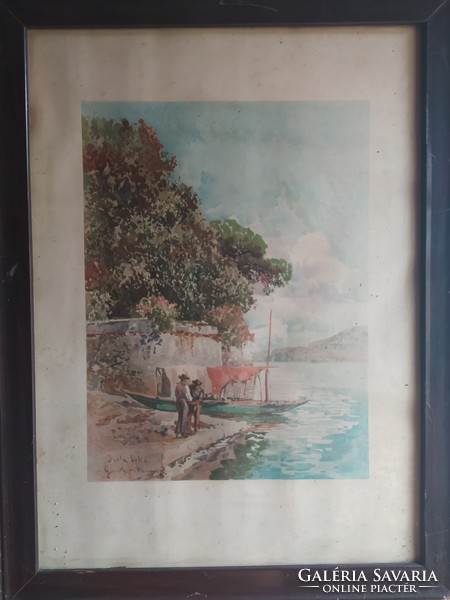 Isola bella signed painting in its original frame, flawless 52x40 cm