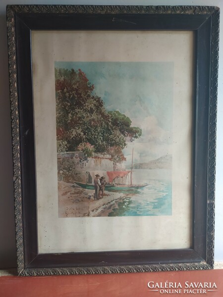Isola bella signed painting in its original frame, flawless 52x40 cm