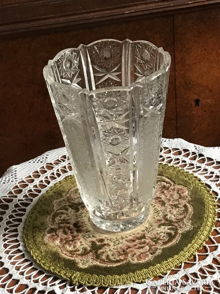 Luxurious looking, special shape, larger size, flawless, old crystal vase, hand polished