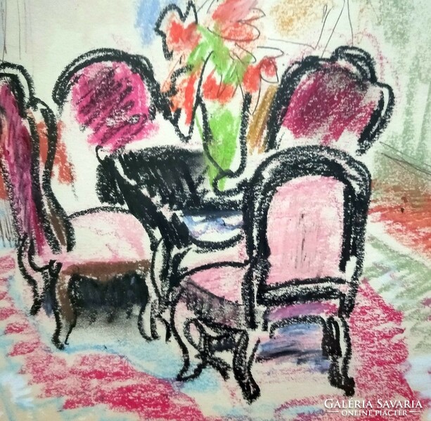 Ilona Tallós: interior - unique pastel picture