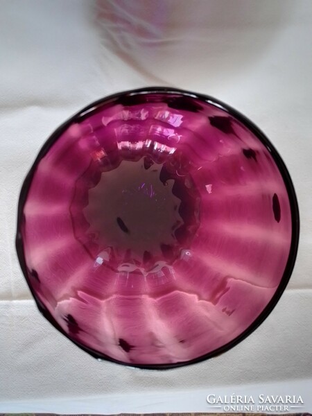 Beautiful huge colored purple red blown glass goblet with twisted stem marked with an Italian sticker