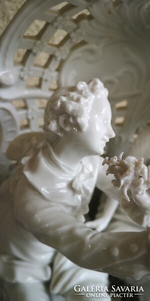 Antik gyönyörű AltWien porcelán páros nagy méretű Barokk jelenet