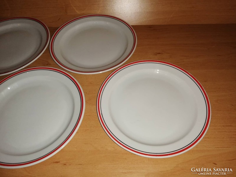 Zsolnay porcelain red-gold striped edge plate 4 pieces in one