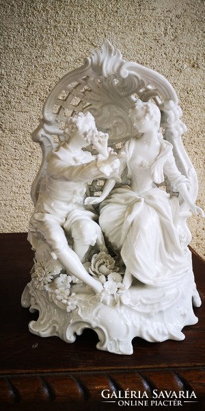Antique beautiful Altwien porcelain pair large baroque scene