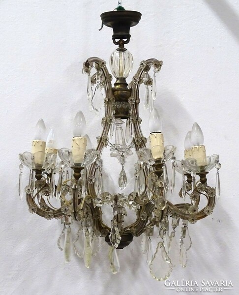 1K376 antique 8-arm crystal chandelier 75 x 60 cm