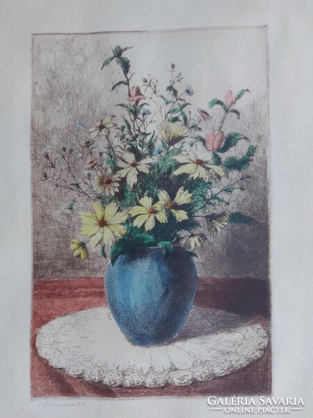Signed colored etching with blacksmith i mark 249