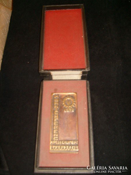 M1-12 JÉ9  Münich Ferenc collégium bronz plakett  dobozában 1972 ritkaság megrendelésre készítették