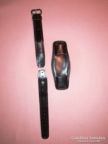 Retro dark brown leather watch strap