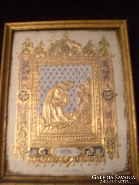 M-12 Jesus am oelberg dús aranyozással üveglapos ritkaság fa táblán 1800-as évek eleje